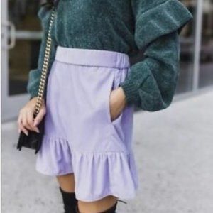 J Crew H2657 NWT Lavender Velvet Peplum‎ Mini Casual Skirt Light Thistle Purple